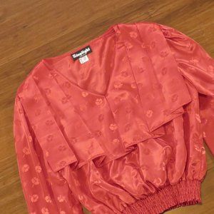 Womens 1980s Vintage Blouse Red Size Small to Medium 40 Bust